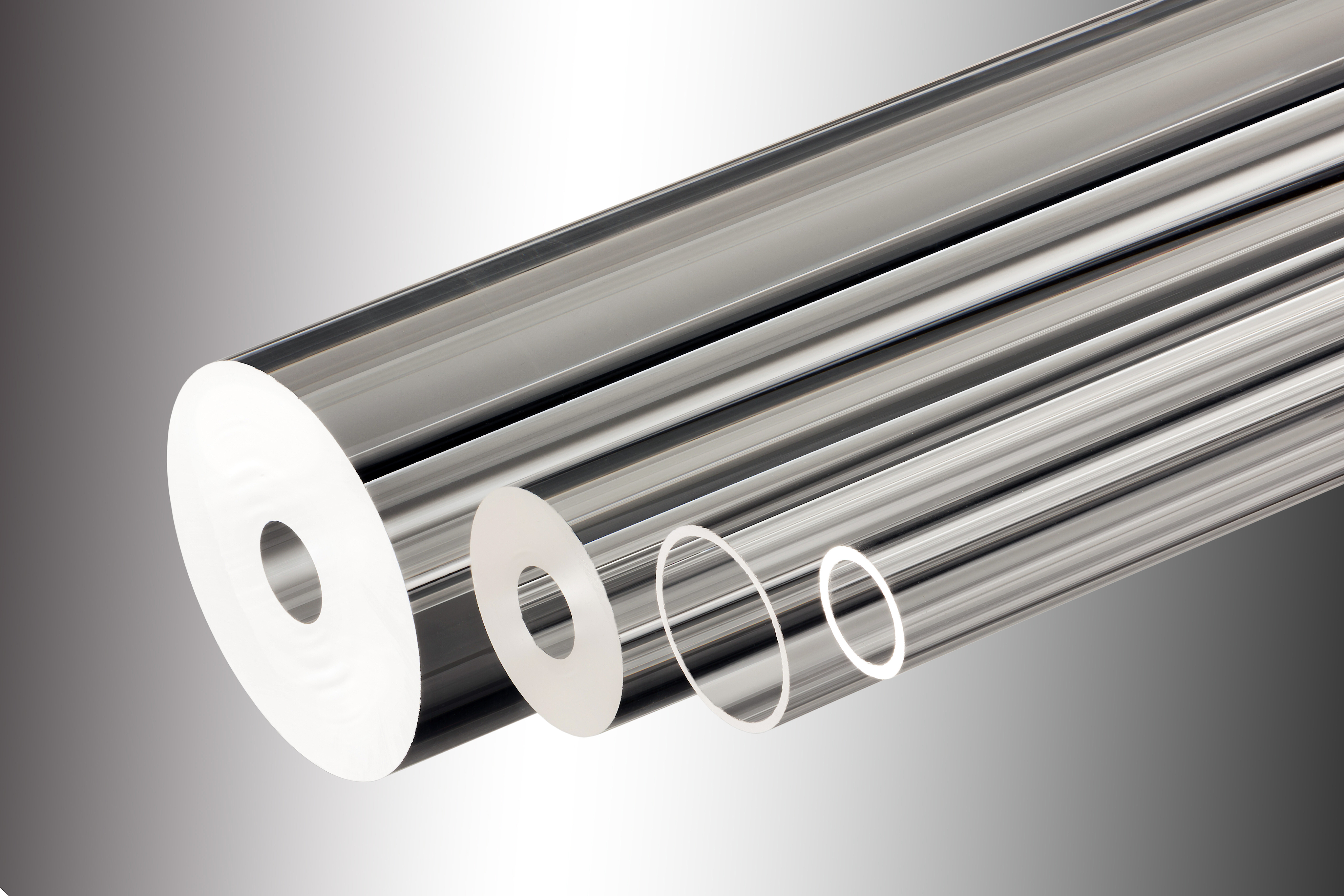 Different versions of glass tubes on a blue background