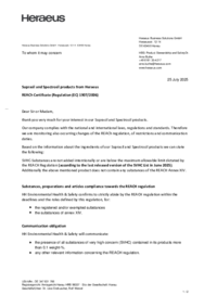 Suprasil/Spectrosil 的 REACH 声明 - Heraeus Covantics