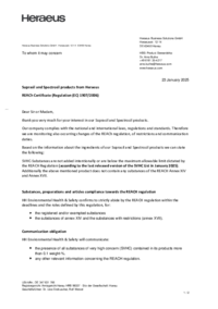 Suprasil/Spectrosil 的 REACH 声明 - Heraeus Covantics